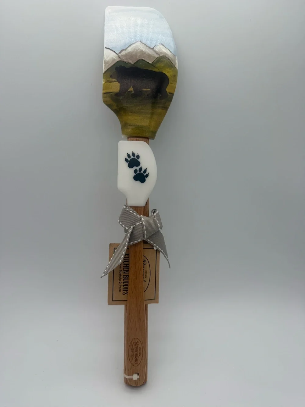 Brownlow Gifts Kitchen Buddies Set Of 2 Silicone Spatulas Black Bears Mountains